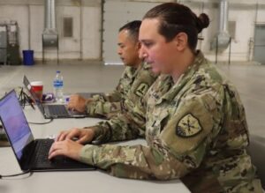 Virginia National Guard Soldiers assigned to the 91st CyberBrigade and the Joint Force Headquarters - Virginia Defense Cyber Operations Element take part in Cyber Fortress 2.0 July 13, 2023, in Virginia Beach, Virginia.