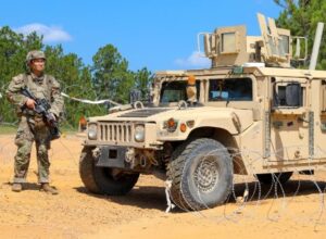 A Soldier assigned to the Virginia Beach-based 529th Combat Sustainment Support Battalion takes part in Joint Readiness Training Center rotation 23-8.05 July 28, 2023, at Fort Johnson, Louisiana