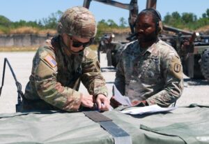 Virginia National Guard Soldiers assigned to the South Boston-based Alpha Company, 429th Brigade Support Battalion, 116th Infantry Brigade Combat Team conduct annual training June 26, 2024, at the Army National Guard Sustainment Training Center at Camp Dodge, Iowa.