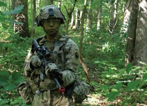 Virginia National Guard Soldiers assigned to the Bedford-based Alpha Company, 3rd Battalion, 116th Infantry Regiment, 116th Infantry Brigade Combat Team conduct a movement to contact training lane June 9, 2025.