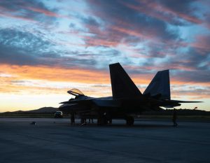 Virginia National Guard Airmen assigned to the 192nd Wing perform maintenance on an F-22 Raptor April 23, 2025, at Henry E. Rohlson Airport in St. Croix, U.S. Virgin Islands.